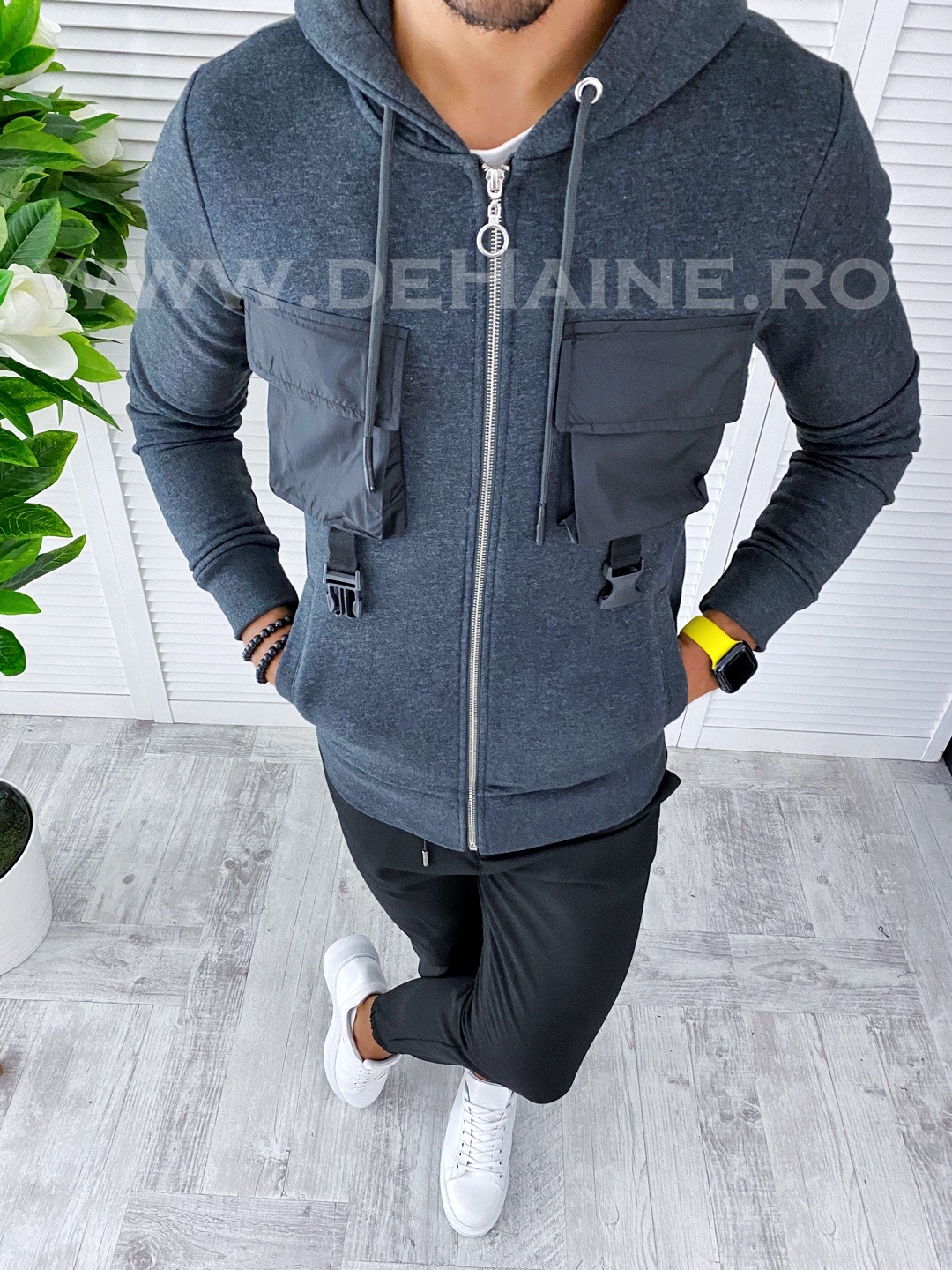 Hanorac barbati gri slim fit 2713 n5-2